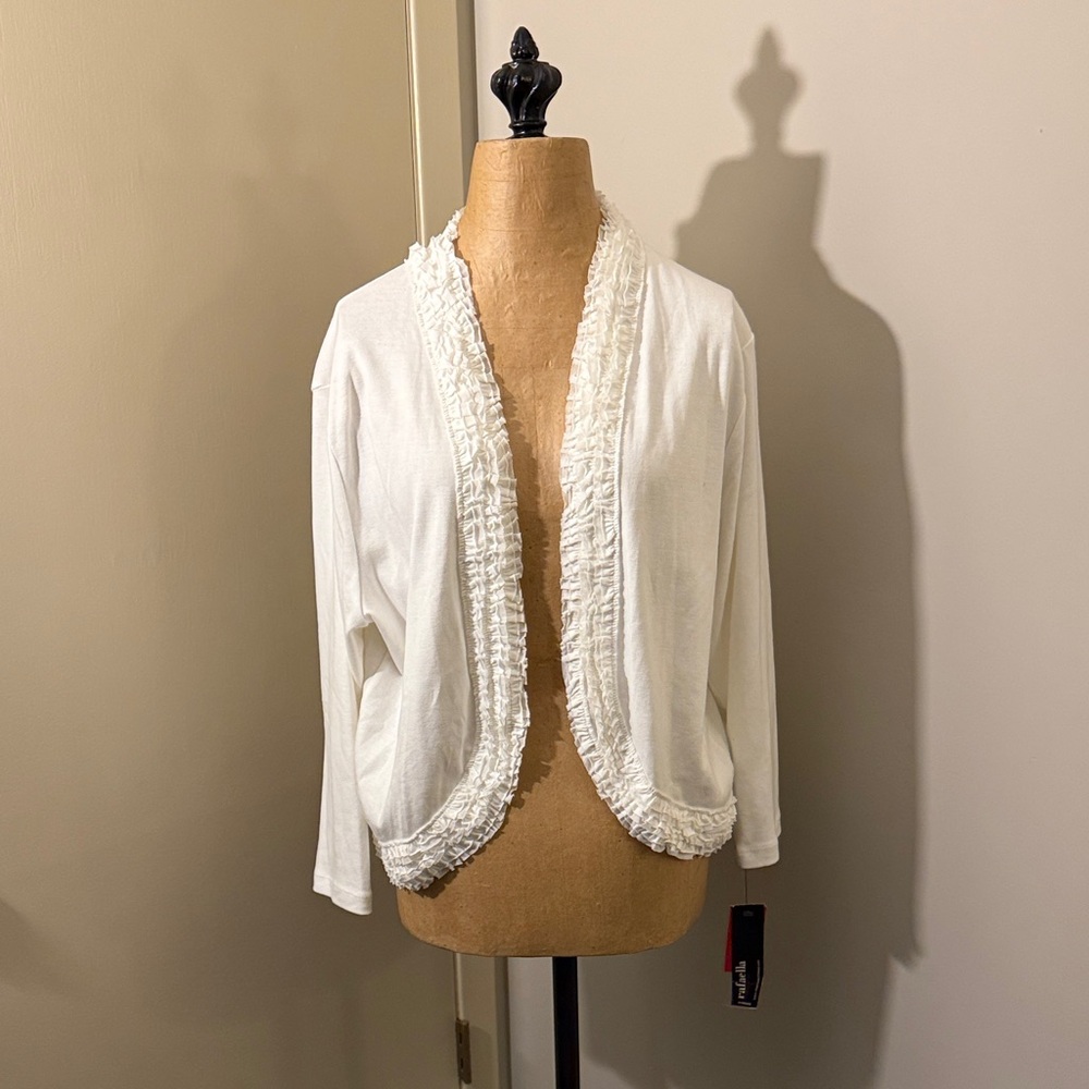 Rafaella white  Ruffled Cardigan